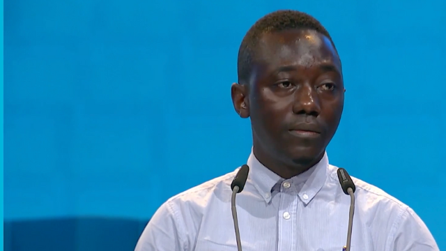 Joseph Tsongo speaking at One Young World Summit